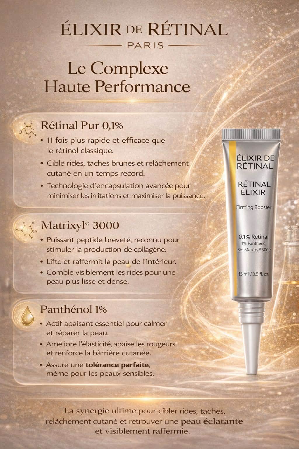 Élixir de Rétinal 0,1% – Peau plus lisse, rides visiblement réduites